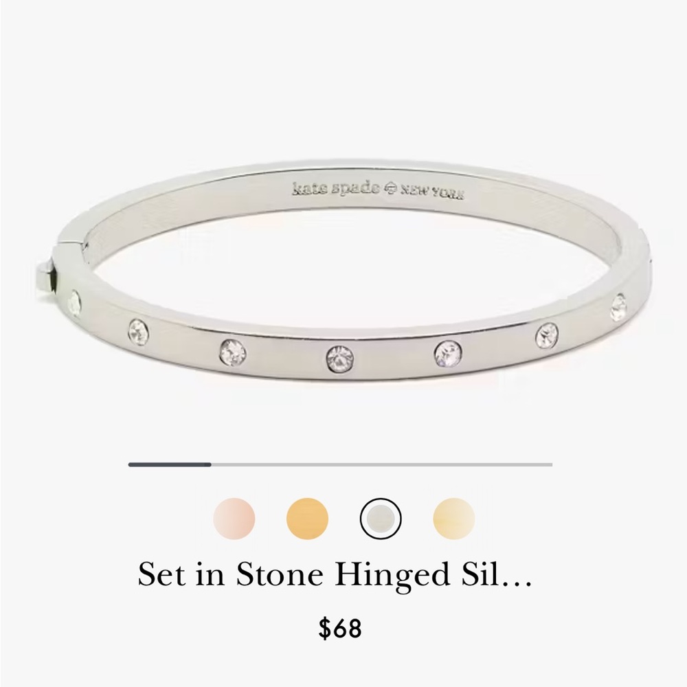 kate spade Silver Crystal-Accented Hinged Bangle Bracelet